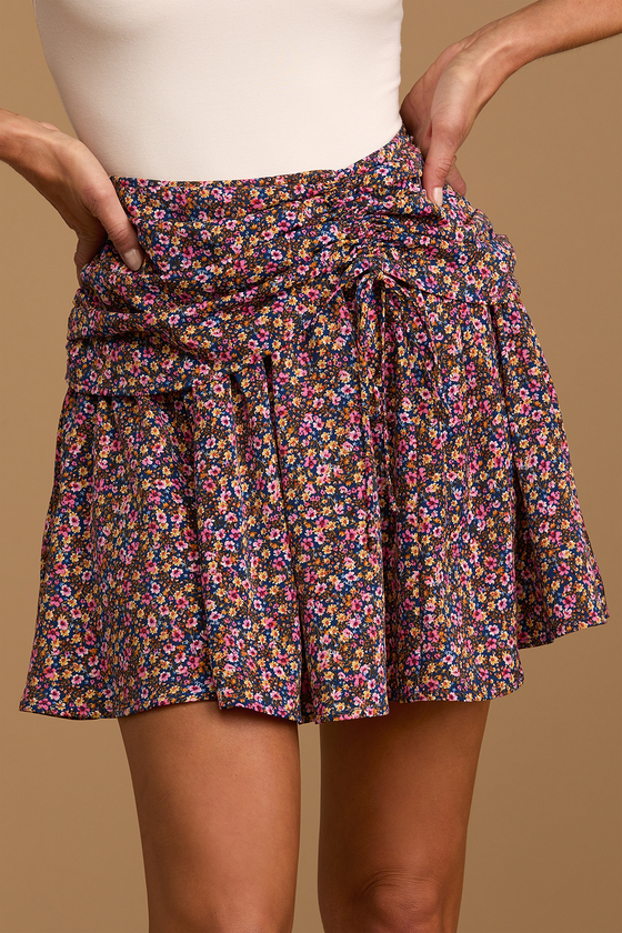 Blue Roses Bodycon Skirt XS-3XL Stretch Short Skirt 